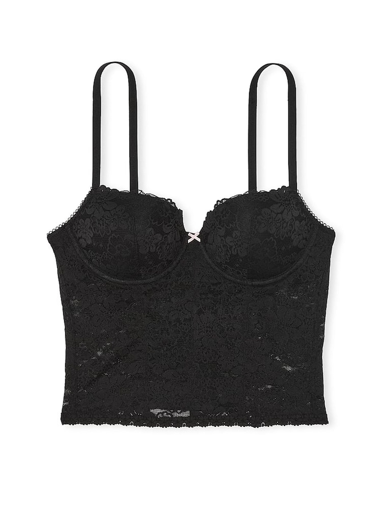 Victoria's Secret PINK Black Lace Lightly Lined Balcony Corset Top - Image 3 of 3