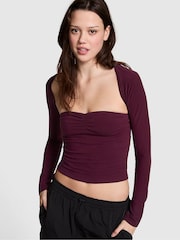 Victoria's Secret PINK Purple Rose Cotton Balero Long Sleeve T-Shirt - Image 1 of 3