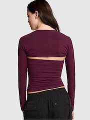 Victoria's Secret PINK Purple Rose Cotton Balero Long Sleeve T-Shirt - Image 2 of 3