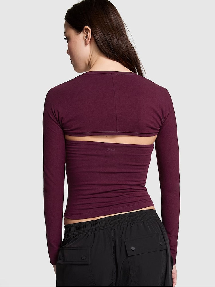 Victoria's Secret PINK Purple Rose Cotton Balero Long Sleeve T-Shirt - Image 2 of 3