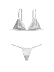 Victoria's Secret Delfin Grey Shine Triangle & Bra Knickers Set - Image 3 of 4