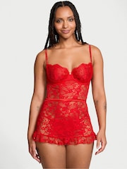 Victoria's Secret Vermillion Red Twinkle Lace Apron Babydoll - Image 1 of 5