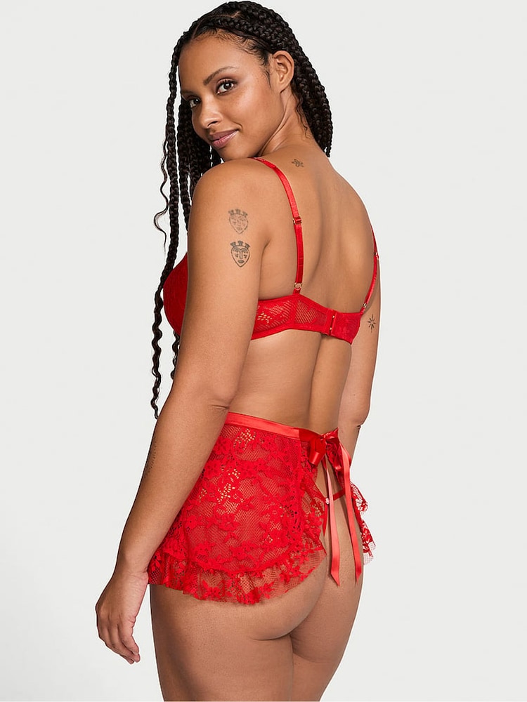 Victoria's Secret Vermillion Red Twinkle Lace Apron Babydoll - Image 2 of 5