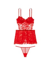 Victoria's Secret Vermillion Red Twinkle Lace Apron Babydoll - Image 3 of 5