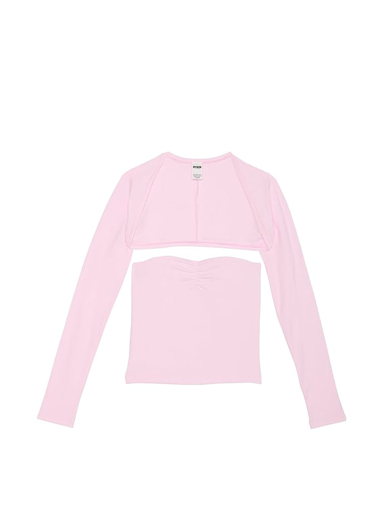 Victoria's Secret PINK Pink Tulip Cotton Balero Long Sleeve T-Shirt - Image 3 of 3