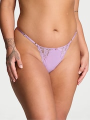 Victoria's Secret Silky Lilac Purple Lace Trim G String Knickers - Image 1 of 3
