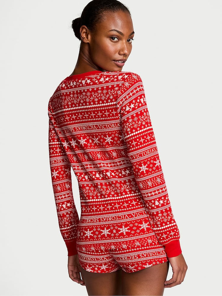 Victoria's Secret Lipstick Fair Isle Red Thermal Short Pyjama Set - Image 2 of 4 Victoria's Secret Lipstick Fair Isle Red Thermal Short Pyjama Set - Image 2 of 4