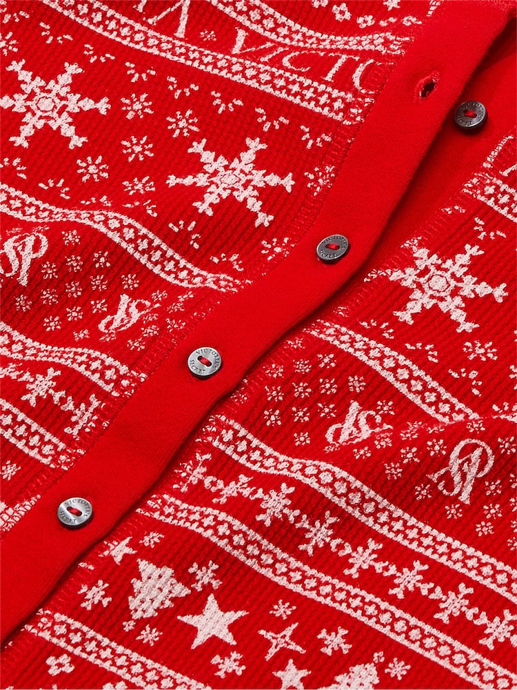 Victoria's Secret Lipstick Fair Isle Red Thermal Short Pyjama Set - Image 4 of 4 Victoria's Secret Lipstick Fair Isle Red Thermal Short Pyjama Set - Image 4 of 4