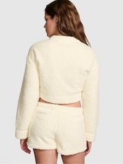 Victoria's Secret PINK Creamer White Cosy Knit Cropped Cardigan Pyjama Top - Image 2 of 3