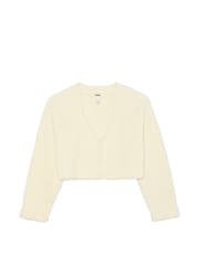 Victoria's Secret PINK Creamer White Cosy Knit Cropped Cardigan Pyjama Top - Image 3 of 3