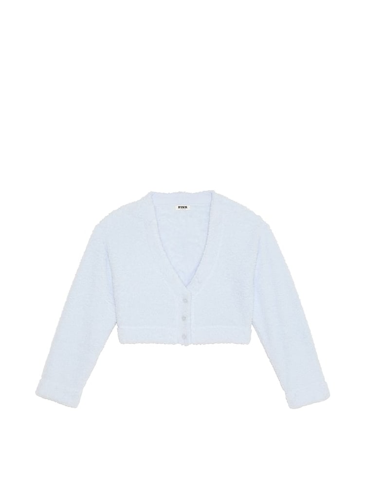 Victoria's Secret PINK Hydrangea Blue Cosy Knit Cropped Cardigan Pyjama Top - Image 3 of 3 Victoria's Secret PINK Hydrangea Blue Cosy Knit Cropped Cardigan Pyjama Top - Image 3 of 3