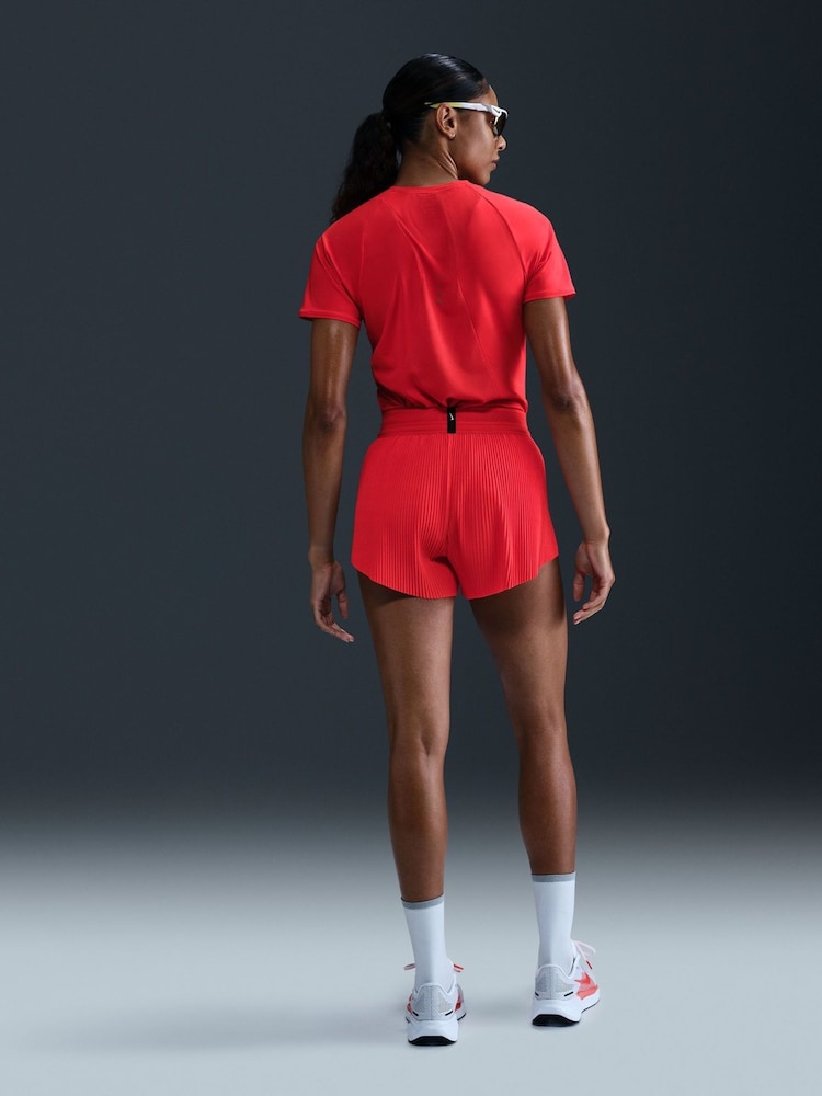 Nike Crimson Red Dri-FIT Aero Swift ADV Mid Rise 3 Running Shorts - Image 2 of 5 Nike Crimson Red Dri-FIT Aero Swift ADV Mid Rise 3 Running Shorts - Image 2 of 5