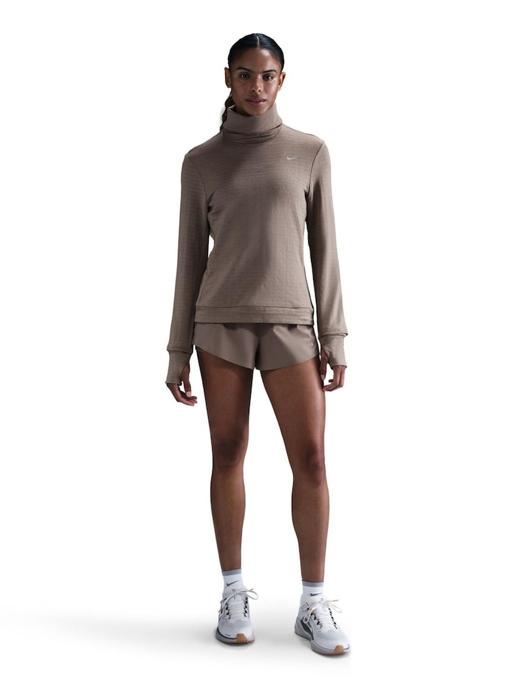 Nike Mink Brown Therma-FIT Swift Element Turtleneck Running Top - Image 1 of 5
