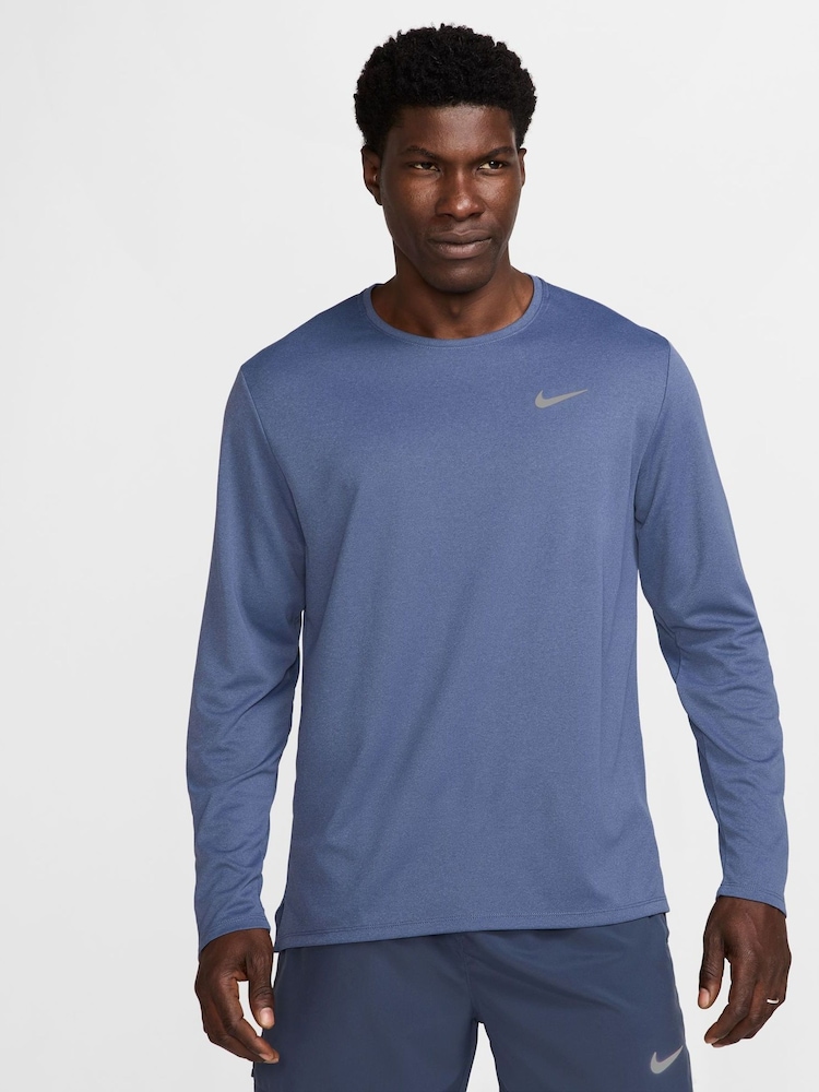 Nike Diffused Blue Dri-FIT Miler Long Sleeve Running Top - Image 1 of 5