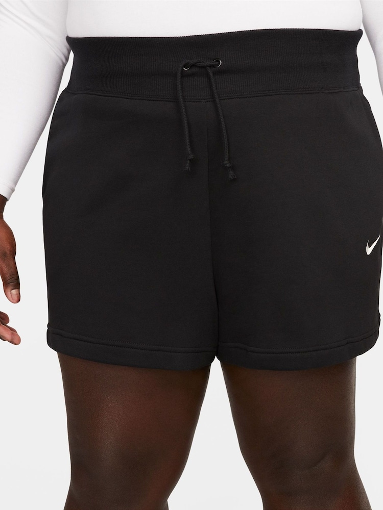 Nike Black Sportswear Phoenix Fleece High Waisted Loose Shorts - Image 3 of 8