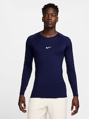 Nike Void Blue Pro Dri-FIT Tight Long-Sleeve Training Top - Image 1 of 3