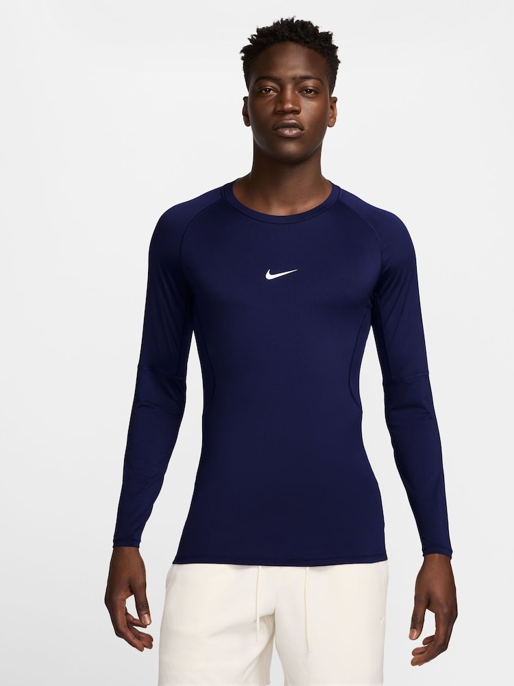 Nike Void Blue Pro Dri-FIT Tight Long-Sleeve Training Top - Image 1 of 3