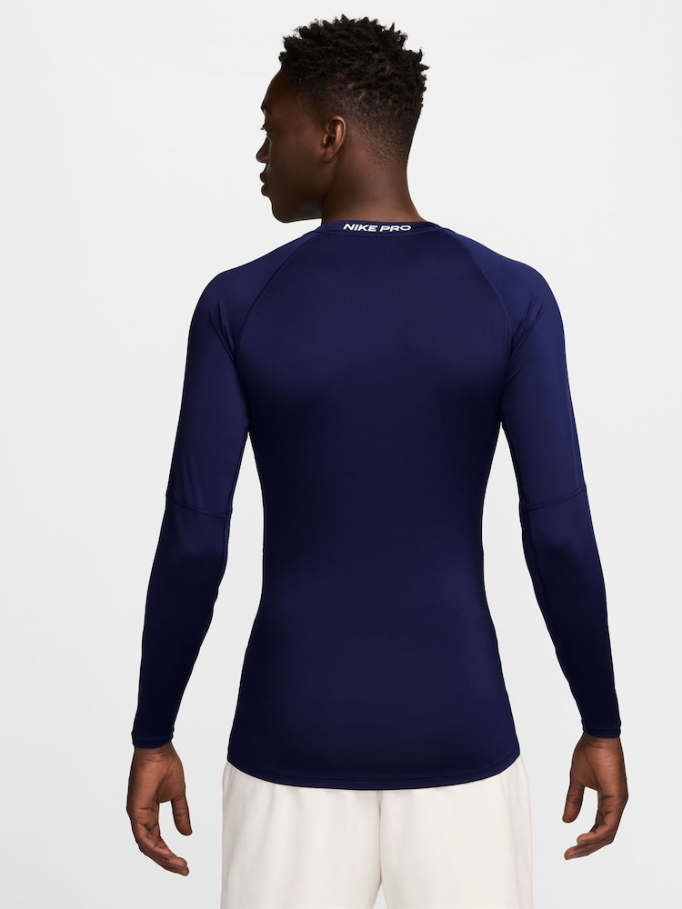 Nike Void Blue Pro Dri-FIT Tight Long-Sleeve Training Top - Image 2 of 3
