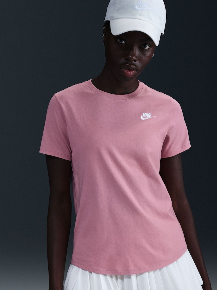 Nike Hyper Pink Sportswear Club Essentials T-Shirt - Image 1 of 7