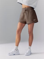 Nike Brown Sportswear Phoenix Fleece High-Waisted Loose Shorts - Image 1 of 6