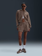 Nike Brown Sportswear Phoenix Fleece High-Waisted Loose Shorts - Image 2 of 6