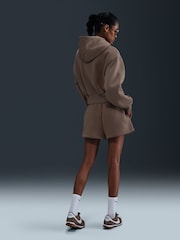 Nike Brown Sportswear Phoenix Fleece High-Waisted Loose Shorts - Image 3 of 6