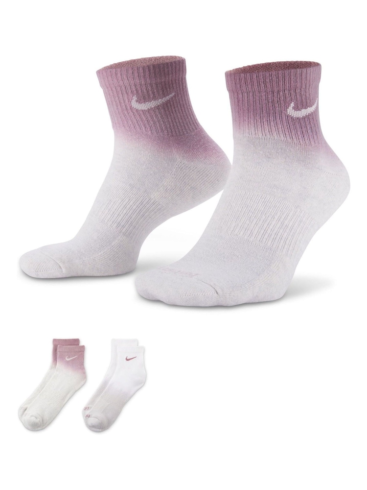 Nike Natural Everyday Plus Cushioned Ankle Socks 2 Pack - Image 1 of 5