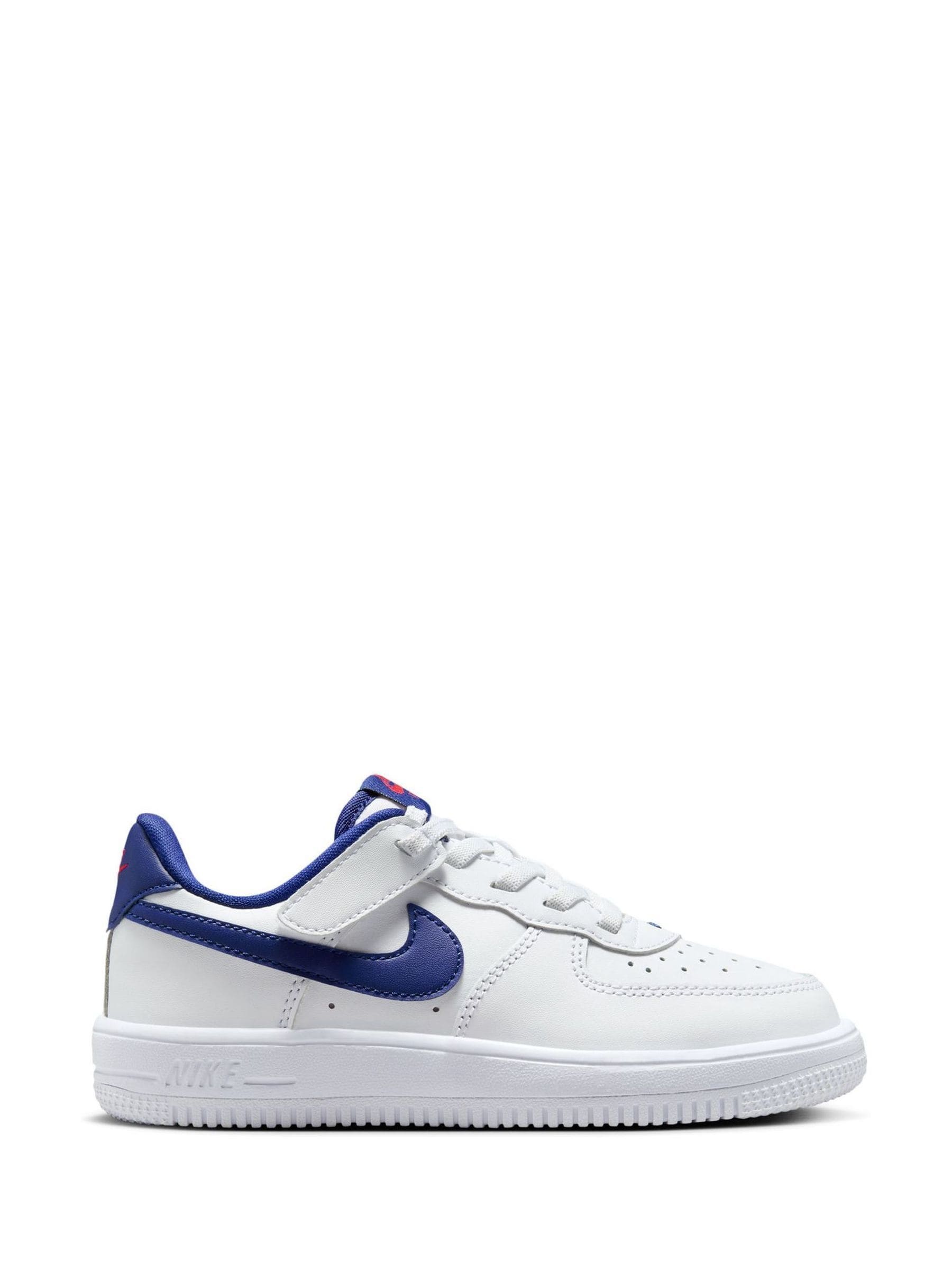 Nike White Royal Blue Junior Air Force 1 Low EasyOn Trainers