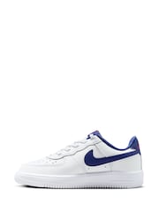 Nike White/Royal Blue Junior Air Force 1 Low Easy On Trainers - Image 2 of 9
