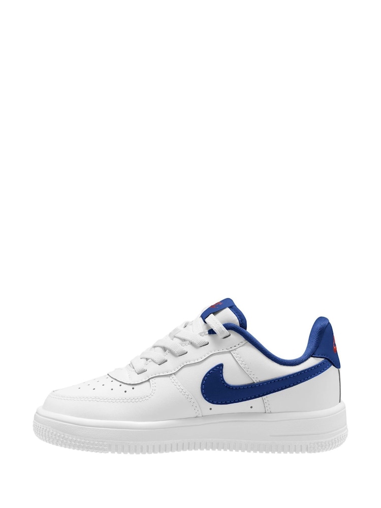Nike White/Royal Blue Junior Air Force 1 Low Easy On Trainers - Image 2 of 9