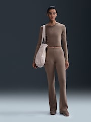 Nike Brown Chill Knit Tight Mini-Rib Flared Leggings - Image 1 of 10