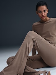 Nike Brown Chill Knit Tight Mini-Rib Flared Leggings - Image 3 of 10