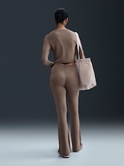 Nike Brown Chill Knit Tight Mini-Rib Flared Leggings - Image 4 of 10