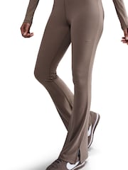 Nike Brown Chill Knit Tight Mini-Rib Flared Leggings - Image 6 of 10