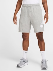 Nike Dark Grey Heather Club Graphic Print French Terry Shorts - Image 1 of 13