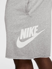 Nike Dark Grey Heather Club Graphic Print French Terry Shorts - Image 11 of 13