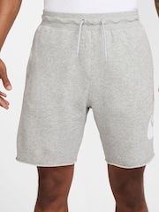 Nike Dark Grey Heather Club Graphic Print French Terry Shorts - Image 3 of 13