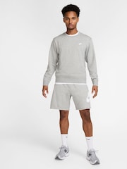 Nike Dark Grey Heather Club Graphic Print French Terry Shorts - Image 6 of 13