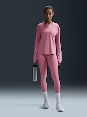 Nike Elemental Pink Dri-FIT One Classic Long-Sleeve Fitness Top - Image 1 of 5