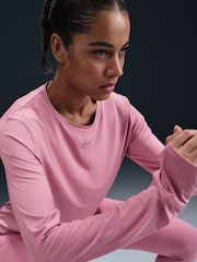 Nike Elemental Pink Dri-FIT One Classic Long-Sleeve Fitness Top - Image 3 of 5