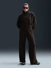 Nike Velvet Brown Phoenix Plush High Waisted Wide Leg Cozy Fleece Joggers - Image 1 of 5