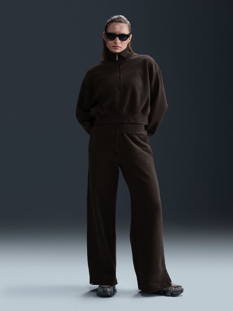 Nike Velvet Brown Phoenix Plush High Waisted Wide Leg Cozy Fleece Joggers - Image 1 of 5