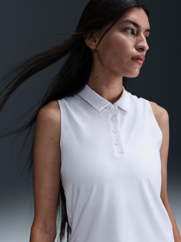 Nike White Victory Dri-FIT Sleeveless Polo Shirt - Image 6 of 6