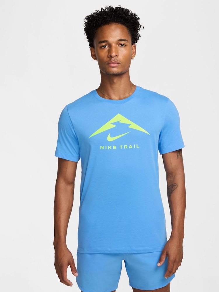 Nike University Blue Dri-FIT Trail Running T-Shirt - Image 1 of 4