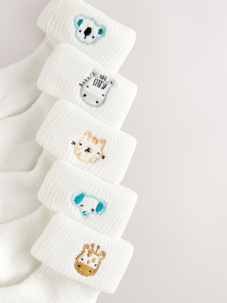 White Character Embroidered Roll Top Socks 5 Pack (0mths-2yrs) - Image 2 of 3