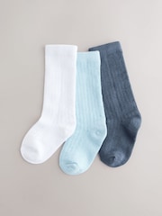 Blue Knee High Socks 3 Pack (0mths-2yrs) - Image 1 of 3