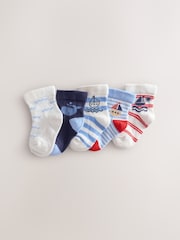 Blue Nautical Baby Socks 5 Pack (0mths-2yrs) - Image 1 of 3
