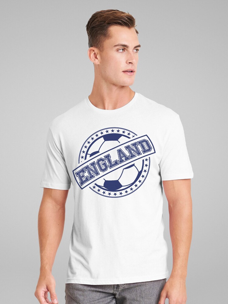 All + Every White Mens England Euro Football Star Badge 100% Cotton T-Shirt - Image 2 of 4