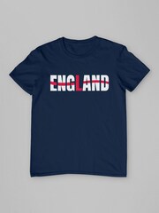 All + Every Blue Mens England Flag Text Euro Football 100% Cotton T-Shirt - Image 3 of 4