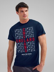 All + Every Blue Mens England Hear The Roar Euro Football 100% Cotton T-Shirt - Image 1 of 4